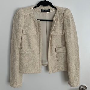 Zara Woman tweed textured Chanel style cropped jacket